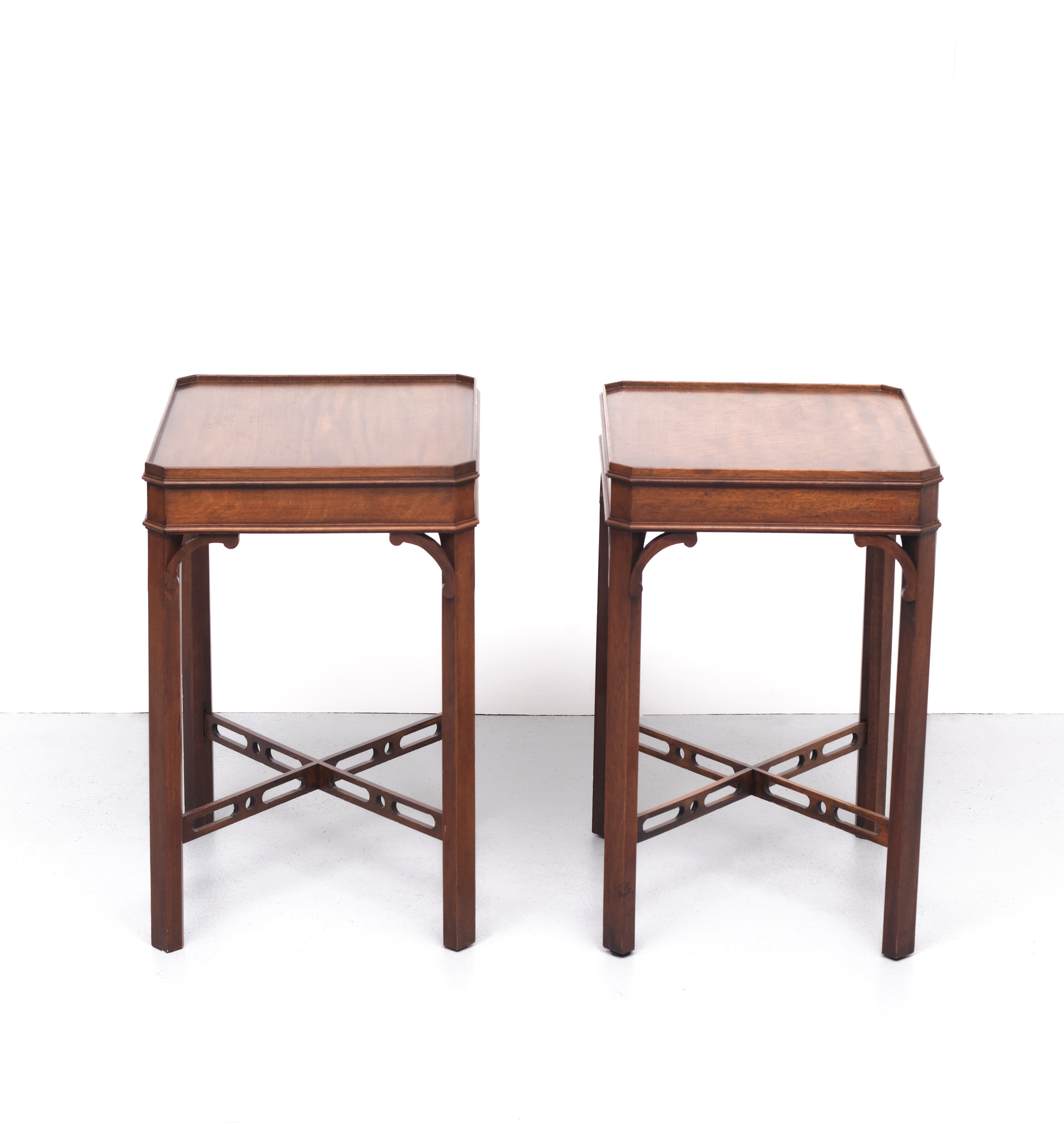 Bevan Funnell Mahogany side tables for Reprodux England 1960s